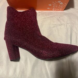 Glittery Red Ankle Boots